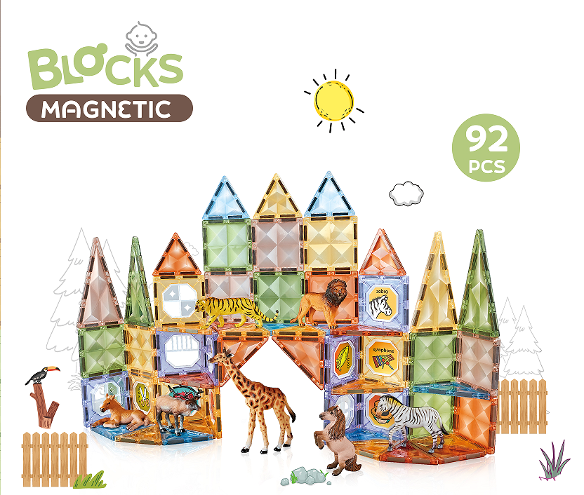 Joc magnetic Diamond La Zoo - 92 piese (7.5 cm)