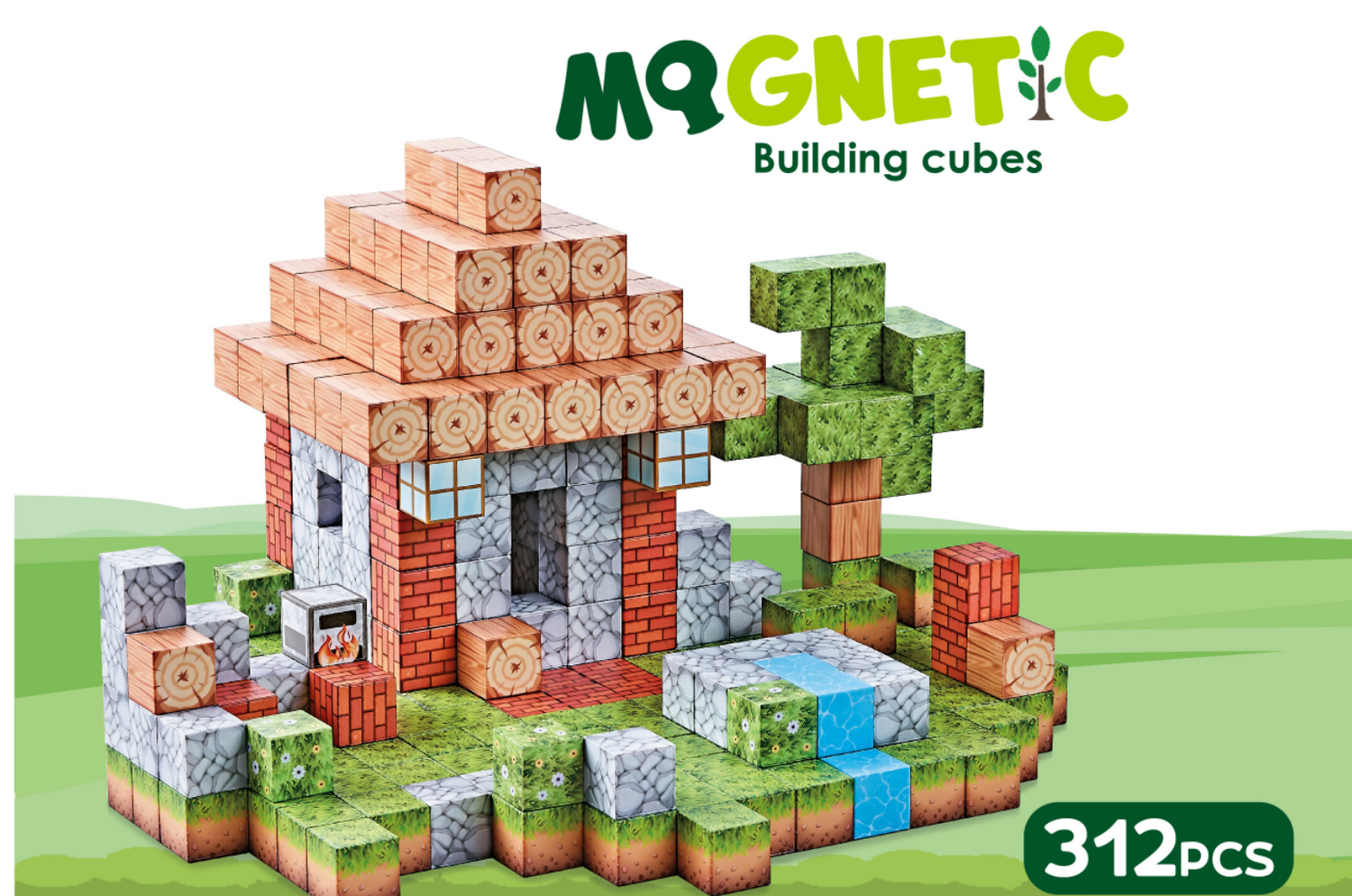 Cuburi magnetice - In natura 312 piese (2 cm)