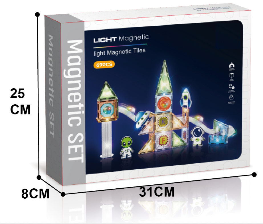 Labirint magnetic Diamond cu lumini - In spatiu 69 piese (7.5 cm)