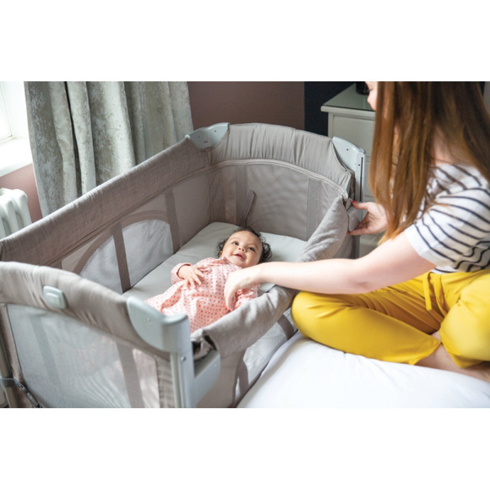Joie - Patut pliant pentru cosleeping Kubbie Foggy Gray