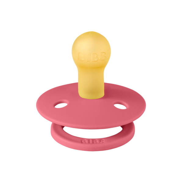 BIBS - Suzeta Colour Latex, tetina rotunda, 0 luni +-Coral