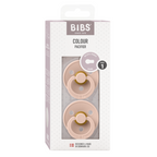 BIBS - Set 2 suzete Colour Latex, tetina rotunda, 0 luni +-Blush