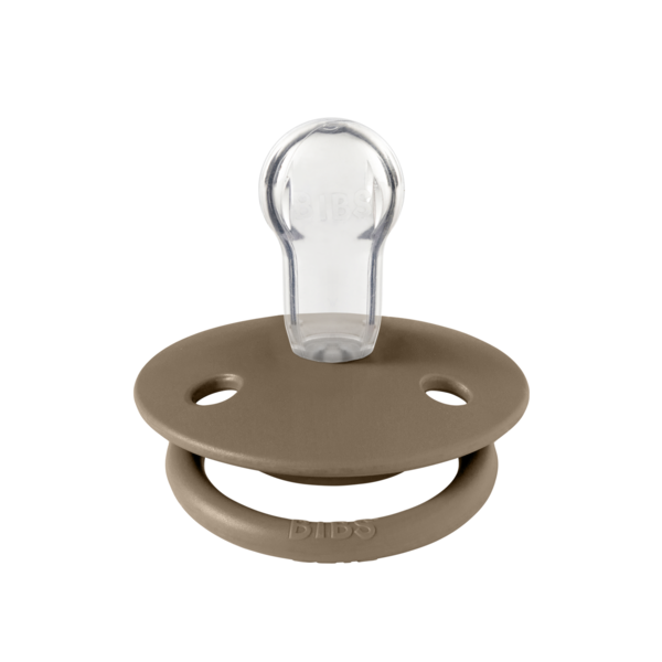 BIBS - Suzeta De Lux Silicon, tetina rotunda, marime universala (0-3 ani)-Dark Oak