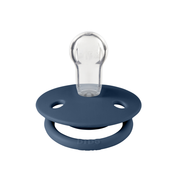 BIBS - Suzeta De Lux Silicon, tetina rotunda, marime universala (0-3 ani)-Steel Blue