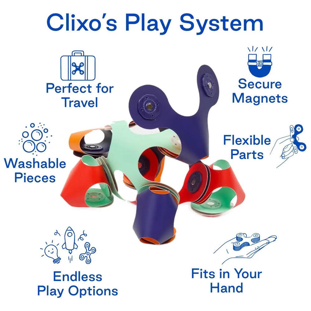 Clixo® joc magnetic de construit - Tiny & Mighty - Spatiul cosmic (9 piese)