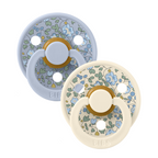 BIBS x LIBERTY - Set 2 suzete Colour Eloise Latex, tetina rotunda, 0 luni+- Dusty Blue/Ivory