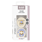 BIBS - Set 2 suzete Colour Studio Collection Flower Latex, tetina rotunda, 0 luni+-Ivory