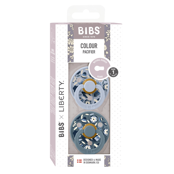 BIBS x LIBERTY - Set 2 suzete Colour Bobo Latex, tetina rotunda, 0 luni+