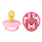 BIBS - Set 2 suzete Colour Studio Collection Stripe Latex, tetina rotunda, 0 luni+-Baby Pink