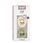 BIBS - Set 2 suzete Colour Latex, tetina rotunda, 0 luni +-Ivory/Sage