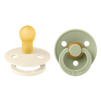 BIBS - Set 2 suzete Colour Latex, tetina rotunda, 0 luni +-Ivory/Sage