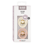 BIBS - Set 2 suzete Colour Latex, tetina rotunda, 0 luni +-Ivory/Blush