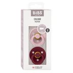 BIBS - Set 2 suzete Colour Latex, tetina rotunda, 0 luni +-Pink Plum/Elderberry