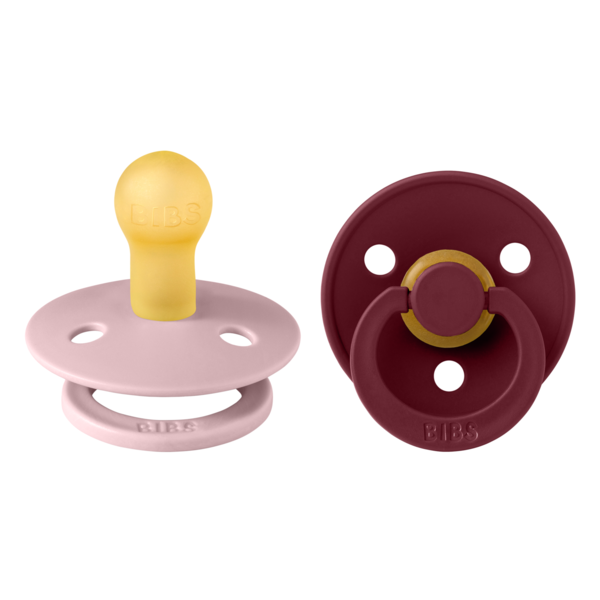 BIBS - Set 2 suzete Colour Latex, tetina rotunda, 0 luni +-Pink Plum/Elderberry