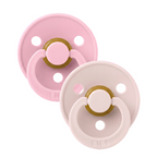 BIBS - Set 2 suzete Colour Latex, tetina rotunda, 0 luni +-Petal/Baby Pink
