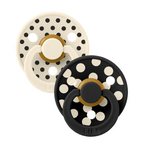 BIBS - Set 2 suzete Colour Studio Collection Polka Dots, tetina rotunda, 0 luni+-Ivory/Black