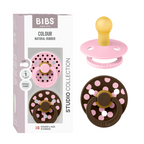 BIBS - Set 2 suzete Colour Studio Collection Polka Dots, tetina rotunda, 0 luni+-Baby Pink/Mocha