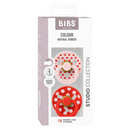 BIBS - Set 2 suzete Colour Studio Collection Polka Dots, tetina rotunda, 0 luni+-Blossom/Candy Apple
