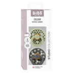 BIBS - Set 2 suzete Colour Studio Collection Polka Dots, tetina rotunda, 0 luni+-Sage/Iron