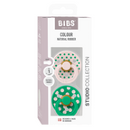BIBS - Set 2 suzete Colour Studio Collection Polka Dots, tetina rotunda, 0 luni+-Petal/Cactus