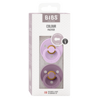 BIBS - Set 2 suzete Colour Latex, tetina rotunda, 0 luni +-Mauve/Violet Sky
