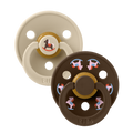 BIBS Set 2 suzete Colour Studio Collection Holiday Horse tetina rotunda 0 luni+ Vanilla/Mocha latex