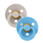 BIBS - Set 2 suzete Colour Latex, tetina rotunda, 0 luni +-Mushroom/Breeze