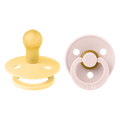 BIBS - Set 2 suzete Colour Latex, tetina rotunda, 0 luni +-Pale Butter/Petal