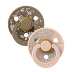 BIBS x LIBERTY - Set 2 suzete Colour Capel Latex, tetina rotunda, 6 luni+-Dark Oak/Blush