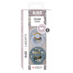 BIBS x LIBERTY - Set 2 suzete Colour Capel Latex, tetina rotunda, 6 luni+-Dusty Blue/Petrol
