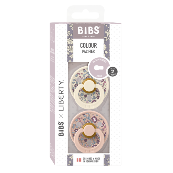 BIBS x LIBERTY - Set 2 suzete Colour Eloise Latex, tetina rotunda, 6 luni+-Ivory/Blush