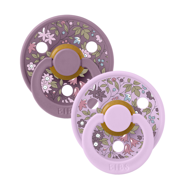 BIBS x LIBERTY - Set 2 suzete Colour Chamomile Lawn Latex, tetina rotunda, 6 luni+-Mauve/Violet Sky