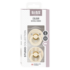 BIBS - Set 2 suzete Colour Studio Collection Stripe Latex, tetina rotunda, 6 luni+-Ivory/Vanilla