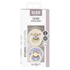BIBS - Set 2 suzete Colour Studio Collection Flower Latex, tetina rotunda, 6 luni+-Ivory