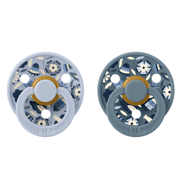 BIBS x LIBERTY - Set 2 suzete Colour Bobo Latex, tetina rotunda, 6 luni+-Dusty Blue/Petrol