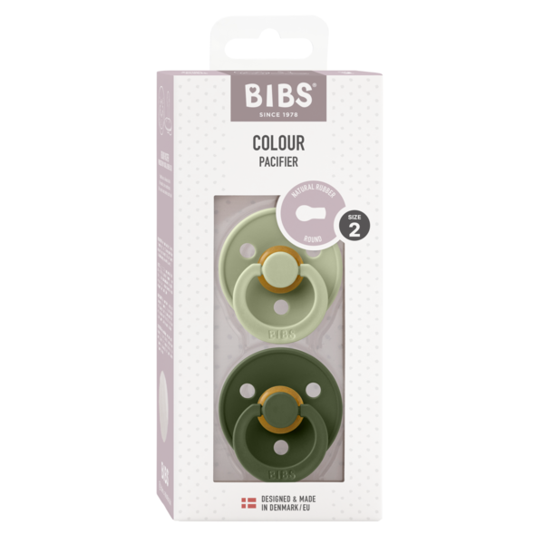 BIBS - Set 2 suzete Colour Latex, tetina rotunda, 6 luni +
