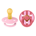 BIBS - Set 2 suzete Colour Studio Collection Stripe Latex, tetina rotunda, 6 luni+-Baby Pink