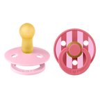 BIBS - Set 2 suzete Colour Studio Collection Stripe Latex, tetina rotunda, 6 luni+-Baby Pink
