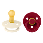 BIBS - Set 2 suzete Colour Latex, tetina rotunda, 6 luni +-Ivory/Ruby