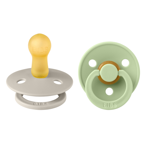 BIBS - Set 2 suzete Colour Latex, tetina rotunda, 6 luni +-Sand/Pistachio