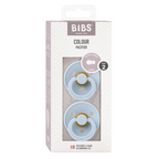 BIBS - Set 2 suzete Colour Latex, tetina rotunda, 6 luni +-Baby Blue