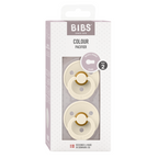 BIBS - Set 2 suzete Colour Latex, tetina rotunda, 6 luni +-Ivory