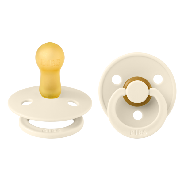 BIBS - Set 2 suzete Colour Latex, tetina rotunda, 6 luni +-Ivory