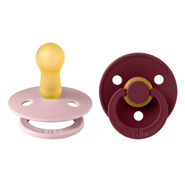 BIBS - Set 2 suzete Colour Latex, tetina rotunda, 6 luni +-Pink Plum/Elderberry