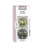 BIBS - Set 2 suzete Colour Studio Collection Polka Dots, tetina rotunda, 6 luni+-Sage/Iron