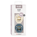 BIBS - Set 2 suzete Colour Latex, tetina rotunda, 6 luni +-Ivory/Petrol