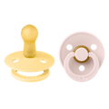 BIBS - Set 2 suzete Colour Latex, tetina rotunda, 6 luni +-Pale Butter/Petal