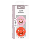 BIBS - Set 2 suzete Colour Latex, tetina rotunda, 6 luni +-Baby Pink/Tango