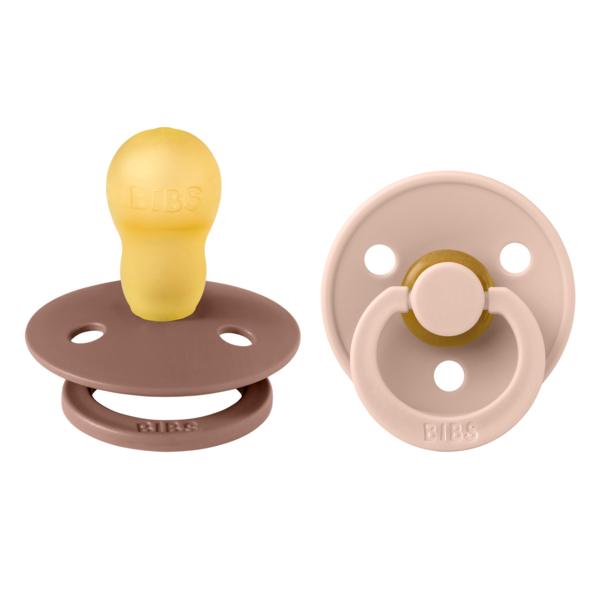 BIBS - Set 2 suzete Colour Latex, tetina rotunda, 18 luni +-Blush/Woodchuck