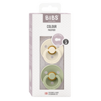 BIBS - Set 2 suzete Colour Latex, tetina rotunda, 18 luni +-Ivory/Sage